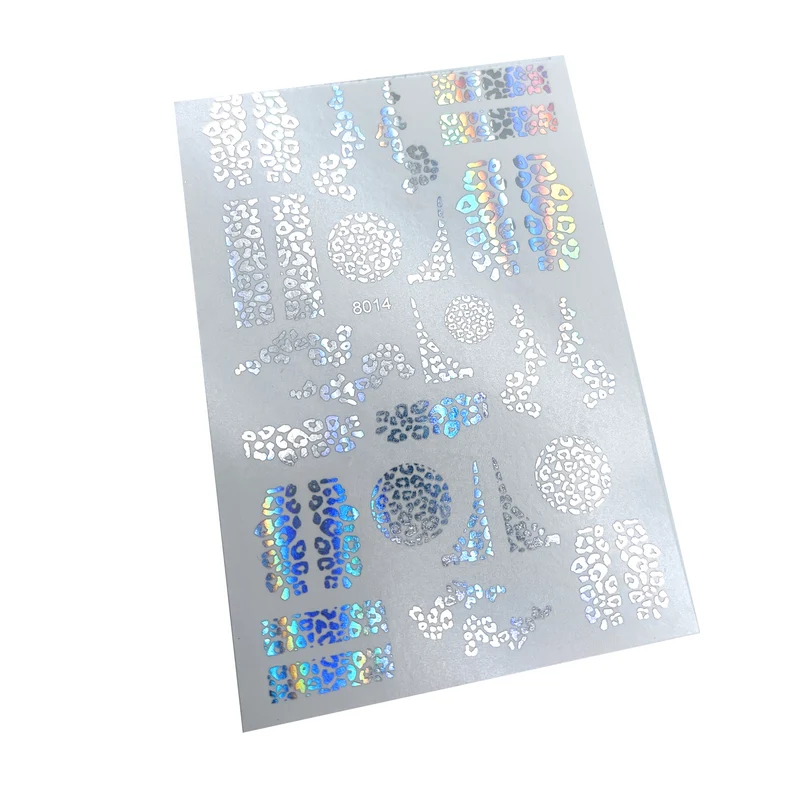 INKVICTUS Leopard nail decals / sliders silver holographic foil 8014