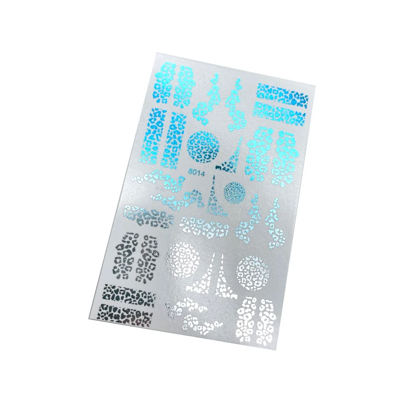 INKVICTUS Leopard nail decals / sliders blue silver foil 8014