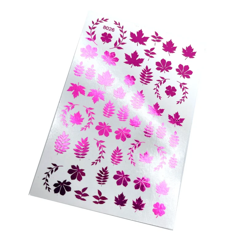 INKVICTUS Autumn leaf nail decals / sliders purple foil 8026