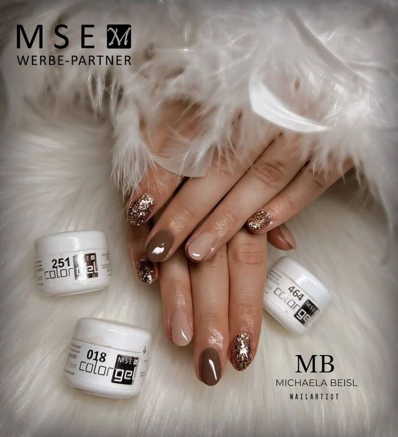 #251 Premium-GLITTER Color Gel 5ml Mischung aus rosa- und bronzefarbenem Glitter