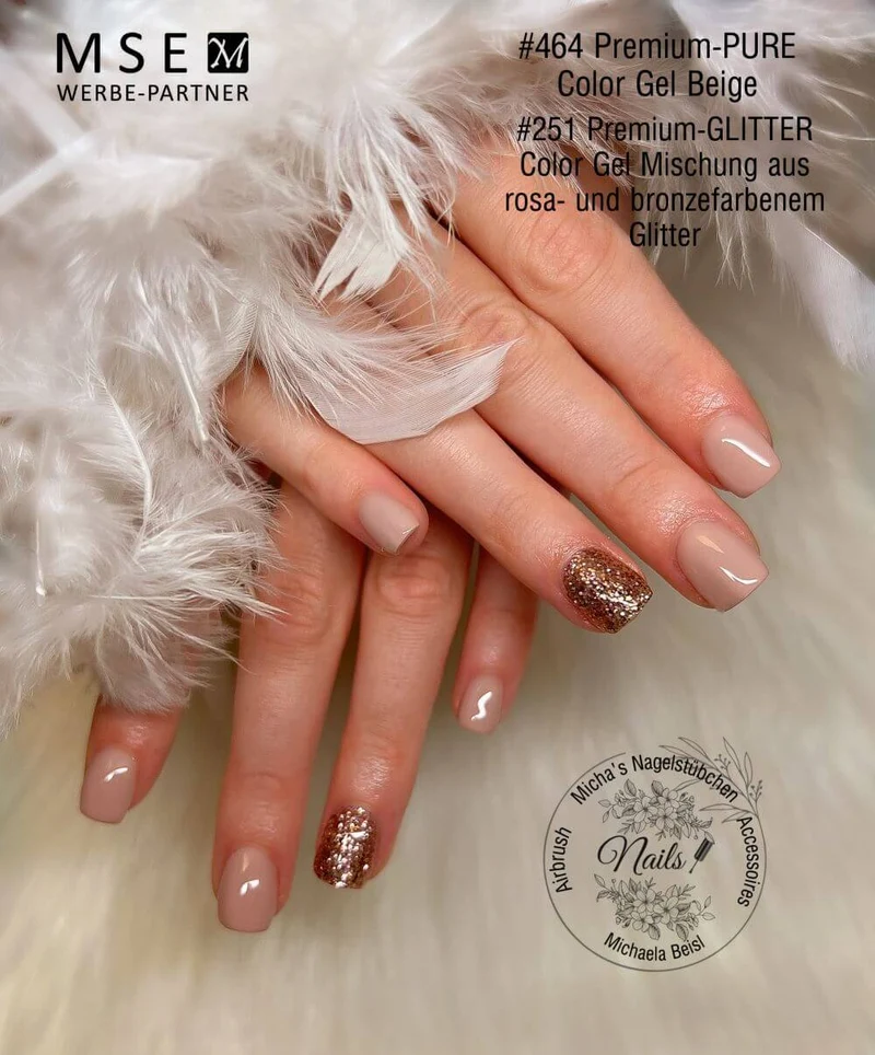 #251 Premium-GLITTER Color Gel 5ml Mischung aus rosa- und bronzefarbenem Glitter