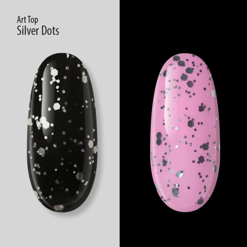 PNB Art Top Silver Dots no wipe gel nail polish