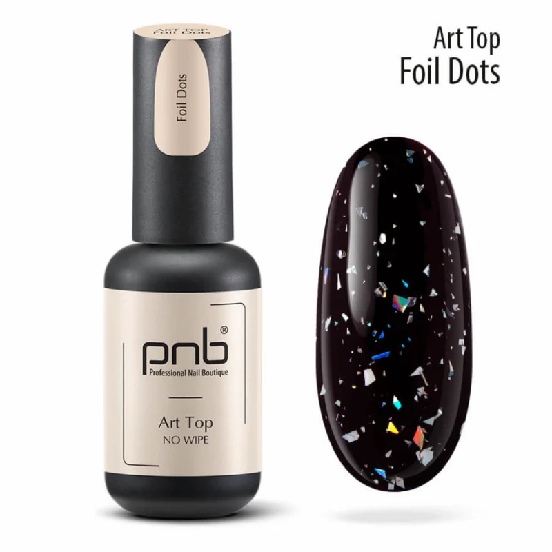 PNB Art Top Foil Dots no wipe gel nail polish