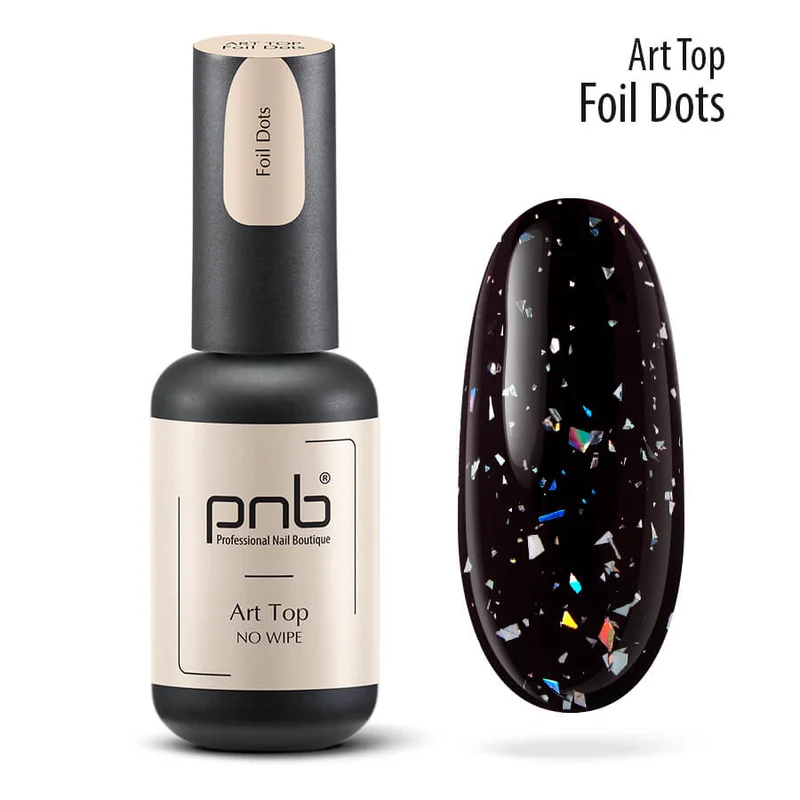 PNB Art Top Foil Dots no wipe gel nail polish