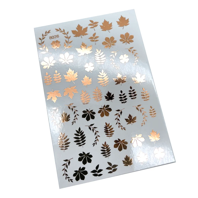 INKVICTUS Autumn leaf nail decals / sliders gold foil 8026