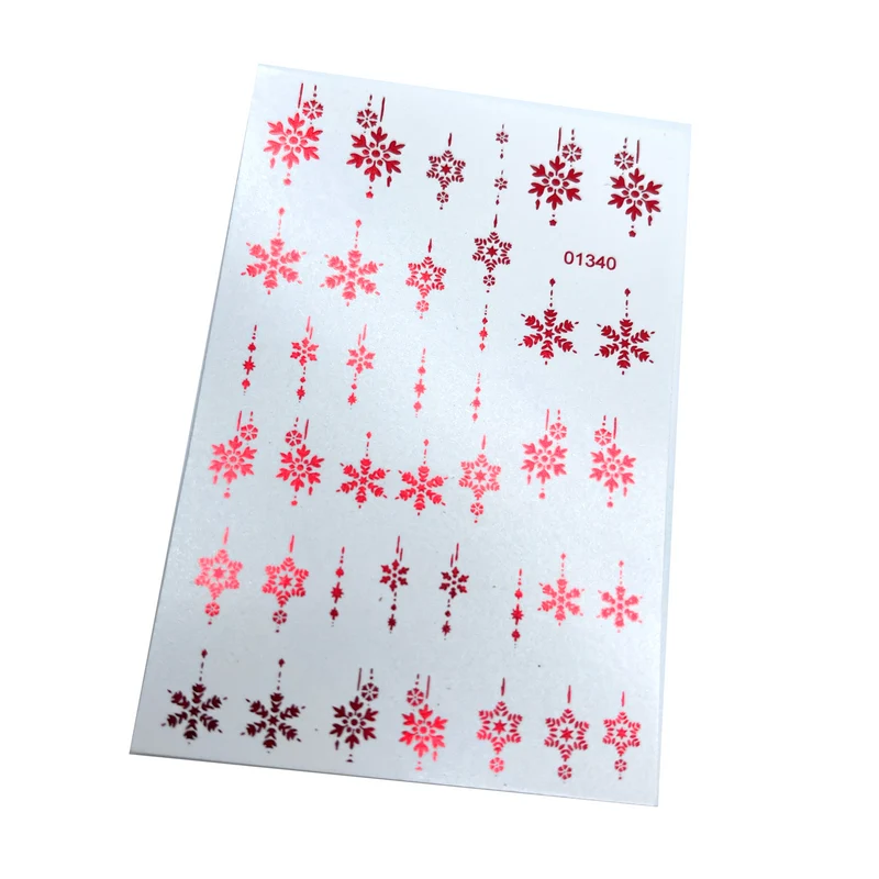 INKVICTUS Winter Snowflake nail decals / sliders red foil 01340