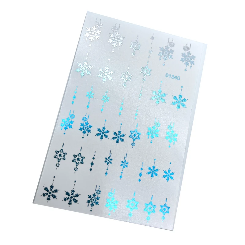 INKVICTUS Winter Snowflake nail decals / sliders blue silver foil 01340