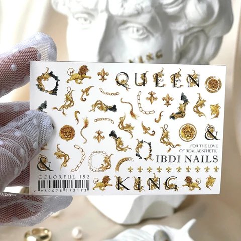 IBDI King and queen lion nail decals / sliders #Colorful 152