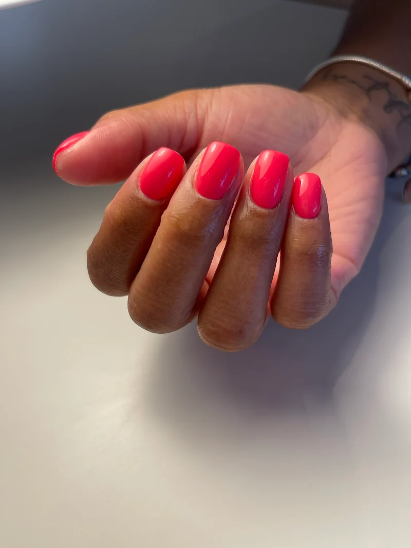 PNB bright pink coral gel nail polish 254 Atomic Rose
