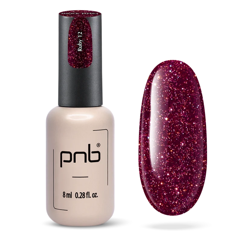 PNB Shock Effect red gel nail polish Ruby 12