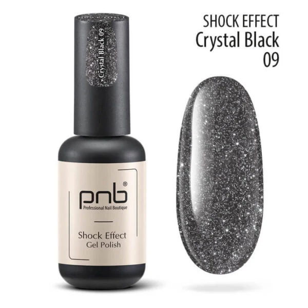 PNB Shock Effect black gel nail polish Crystal Black 09