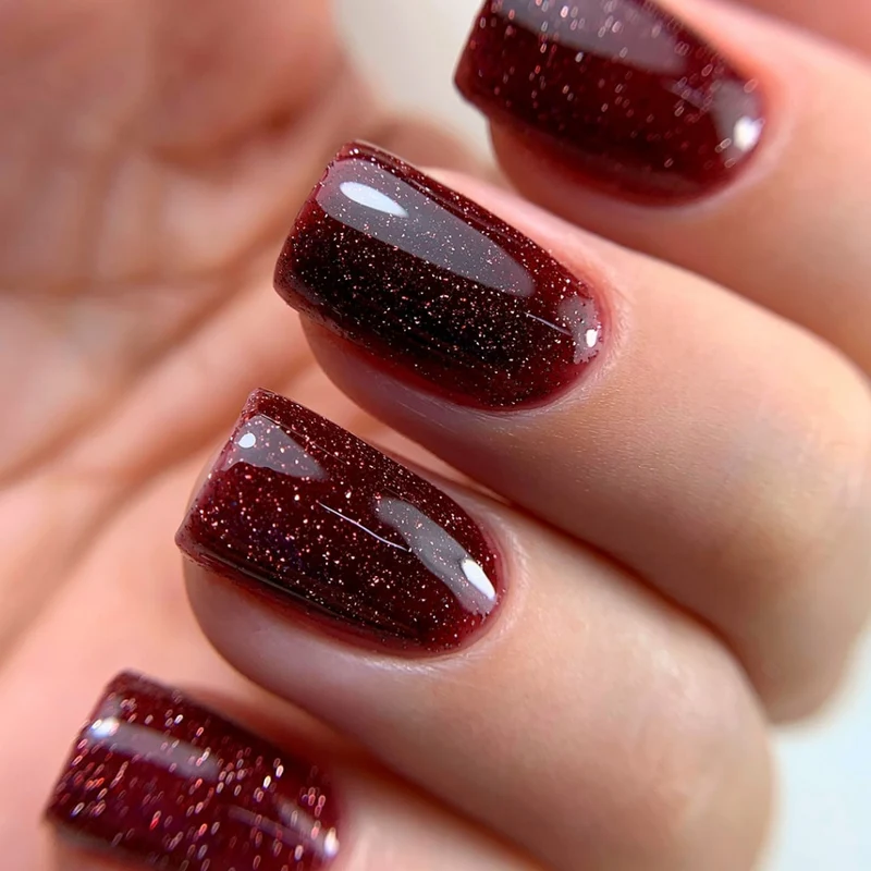 PNB Shock Effect red gel nail polish Burgundy 08