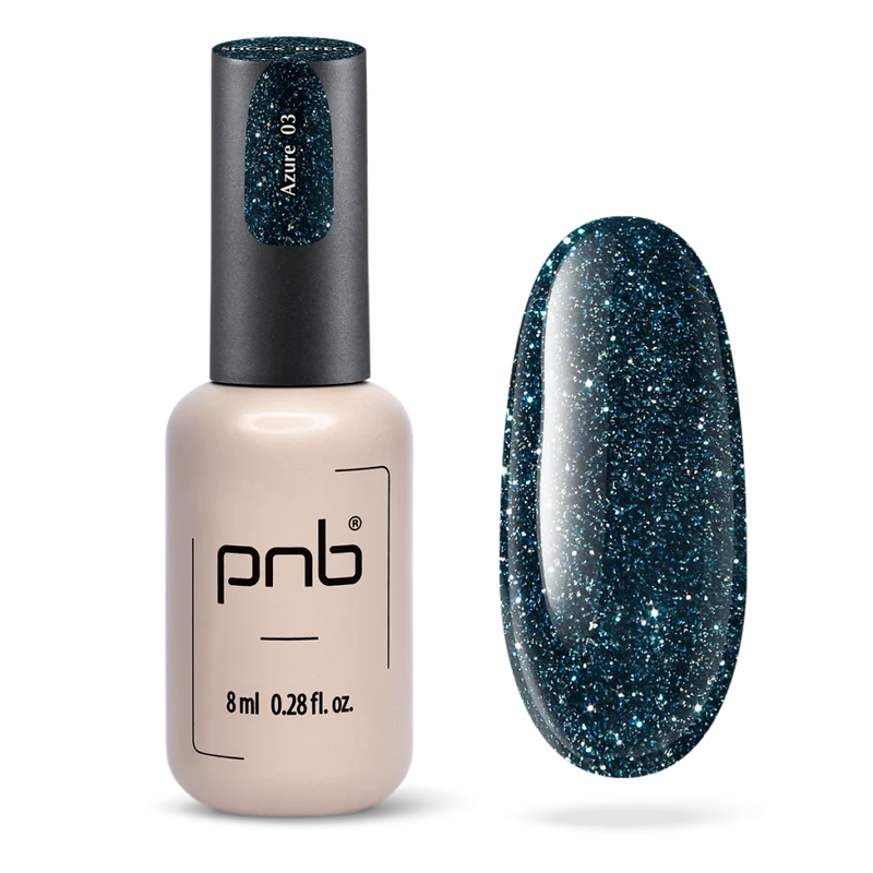 PNB Shock Effect blue gel nail polish Azur 03