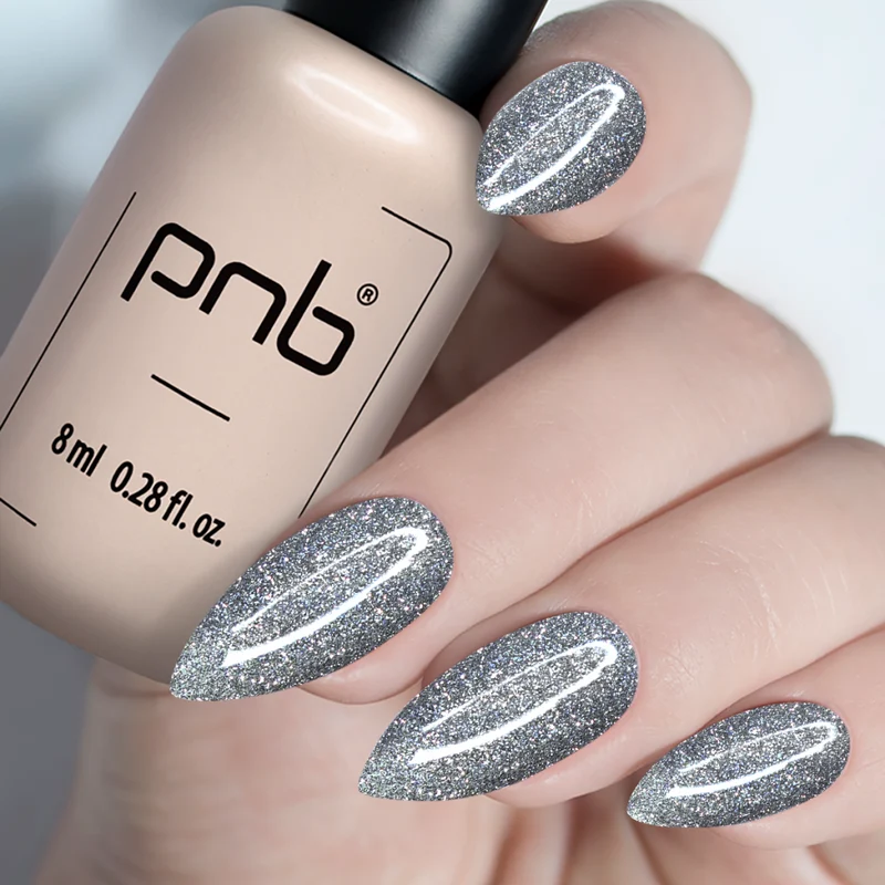 PNB Shock Effect silver gel nail polish Silver 01