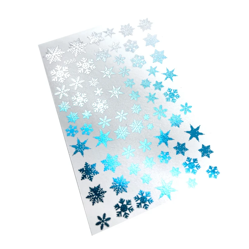 INKVICTUS Winter Snowflake nail decals / sliders blue silver 5588