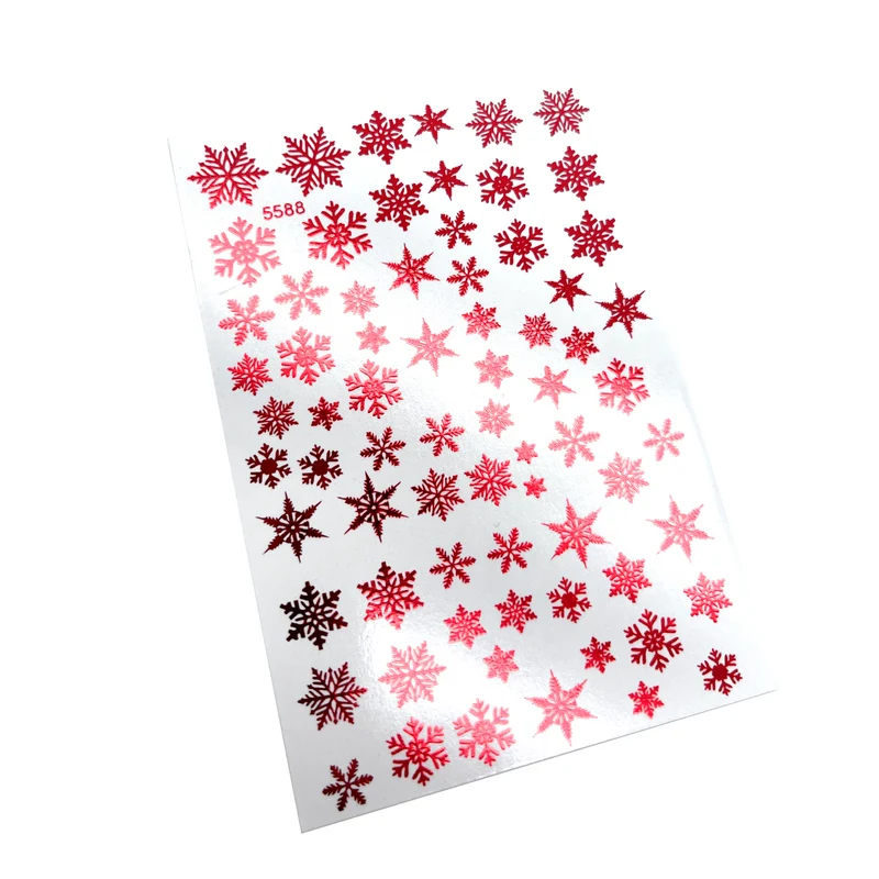 INKVICTUS Winter Snowflake nail decals / sliders red 5588