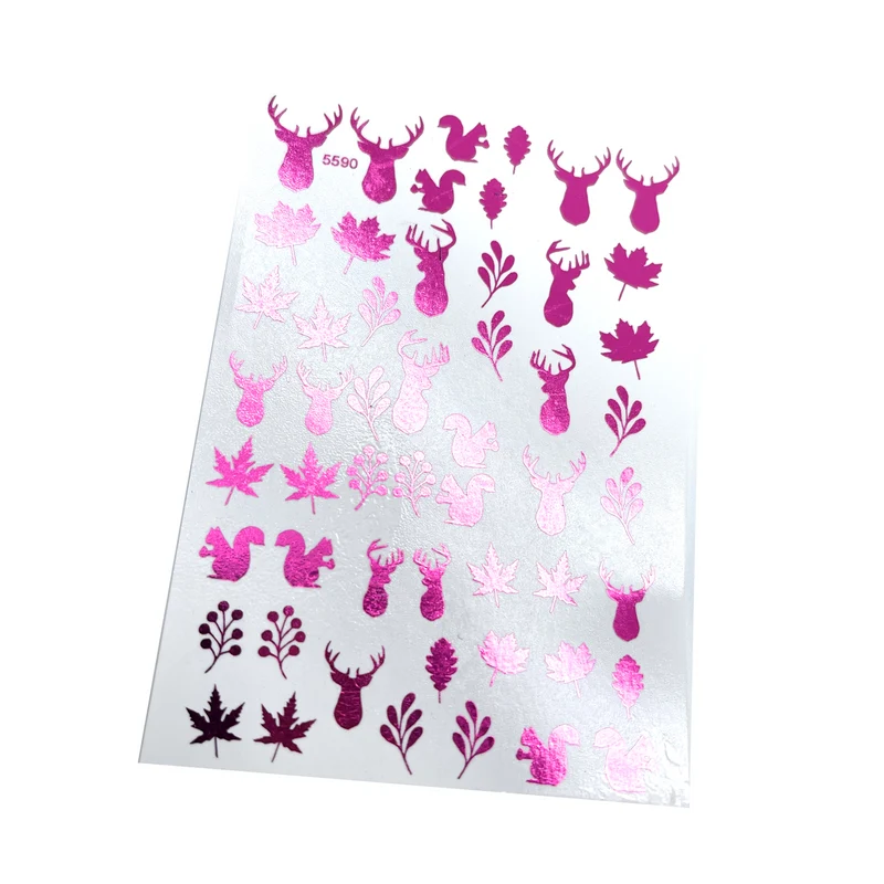 INKVICTUS Winter reindeer nail decals / sliders purple foil 5590