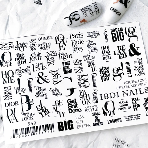 IBDI Word nail decals / sliders #550