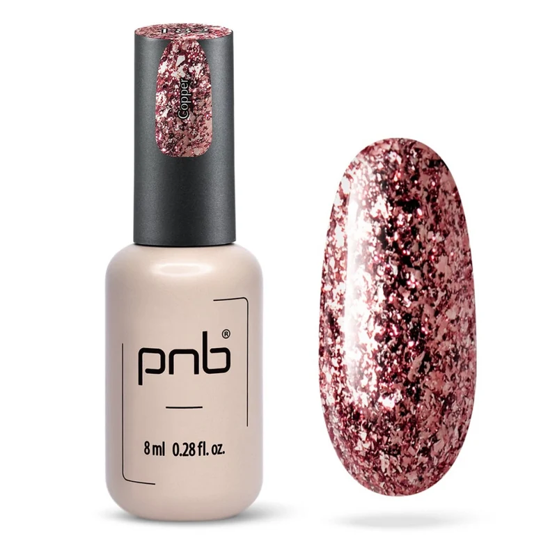 PNB rose gold glitter gel nail polish 182 Copper
