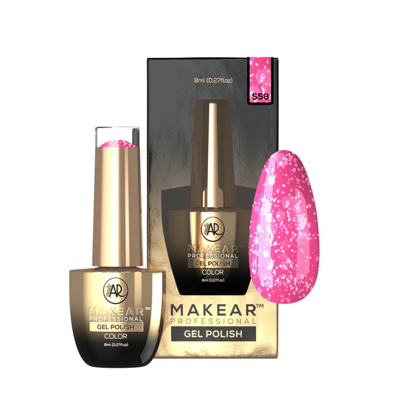 S58 Pink Star - UV Nagellack ohne Hema 8ml MAKEAR