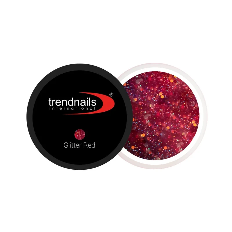 Soak-Off Acrylgel 15ml Tiegel – "Glitter Red" von Trendnails (TPO/HEMA-free)