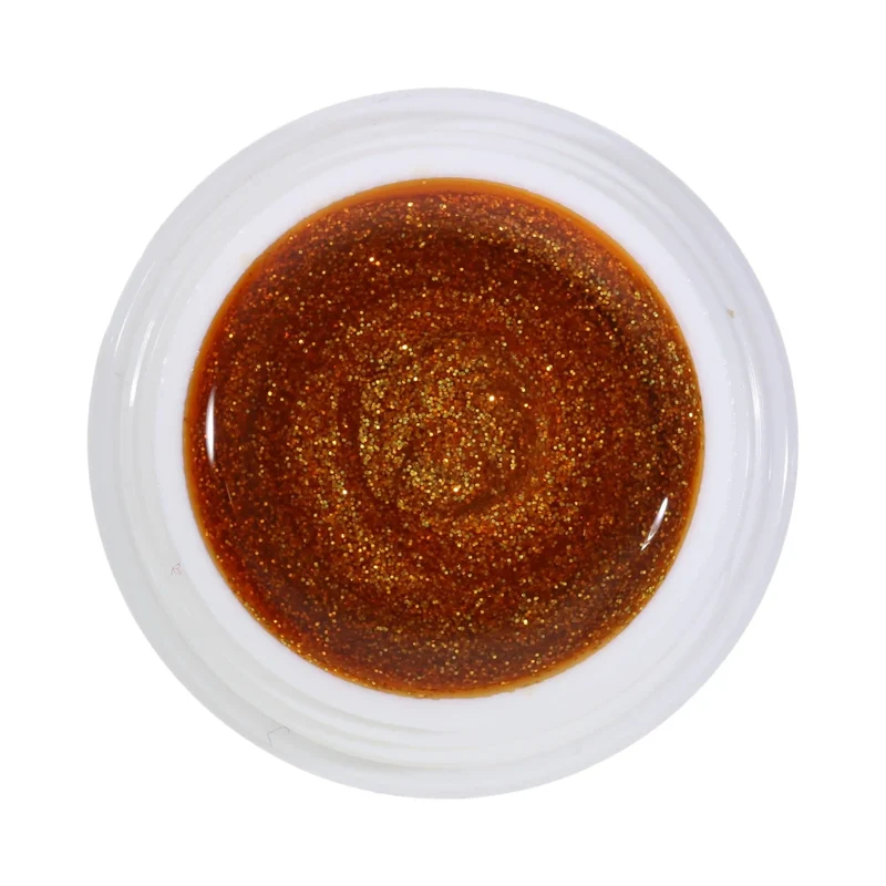 #126 Premium-GLITTER Color Gel 5ml Halbtransparentes blasses Orange mit orange/goldenem Glitter