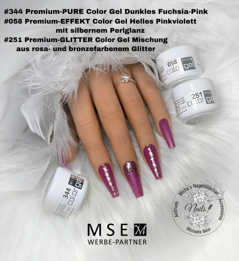 #058 Premium-EFFEKT Color Gel 5ml Helles Pinkviolett mit silbernem Perlglanz