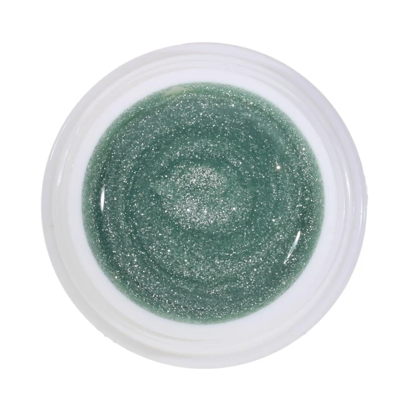 #121 Premium-GLITTER Color Gel 5ml Transparentes blasses Graugrün mit silbernem Glitter