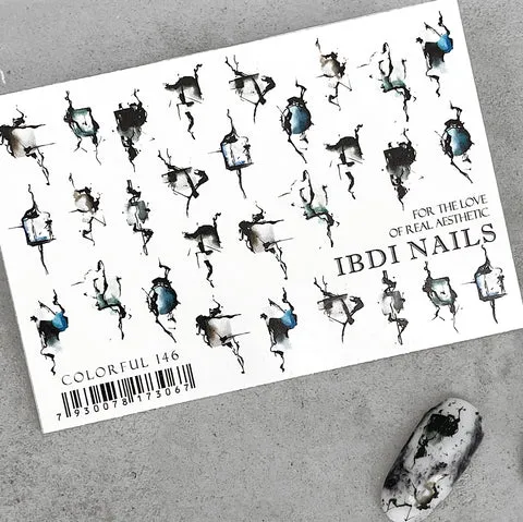 IBDI Abstract nail decals / sliders #Colorful 146