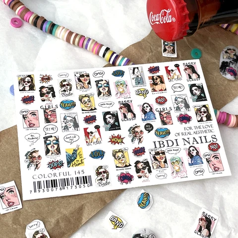 IBDI Fashion nail decals / sliders #Colorful 145