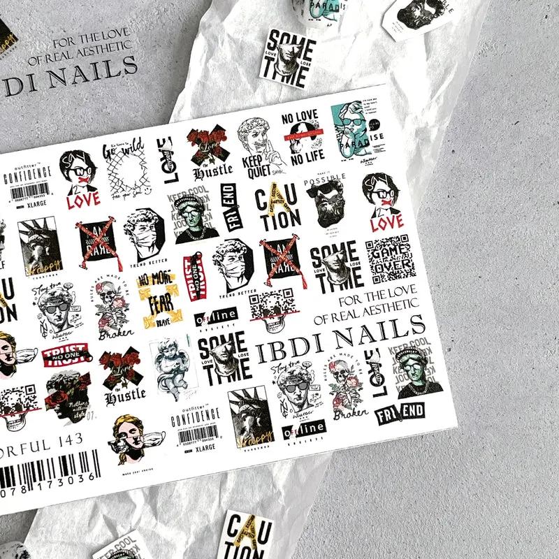 IBDI Fashion nail decals / sliders #Colorful 143