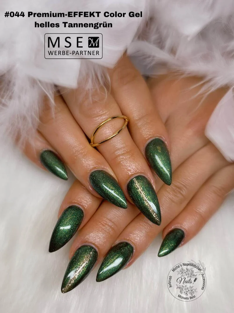 #044 Premium-EFFEKT Color Gel 5ml Helles Tannengrün dominiert von kräftigen Goldpartikeln