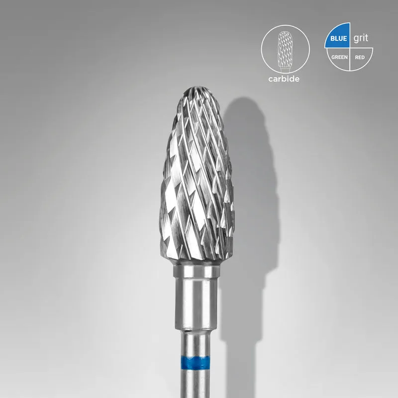 STALEKS PRO Carbide nail drill bit, “corn”, blue, head diameter 6 mm/ working part 14 mm Cuticle tools for Russian manicure, nail drill bits for gel nail polish removal