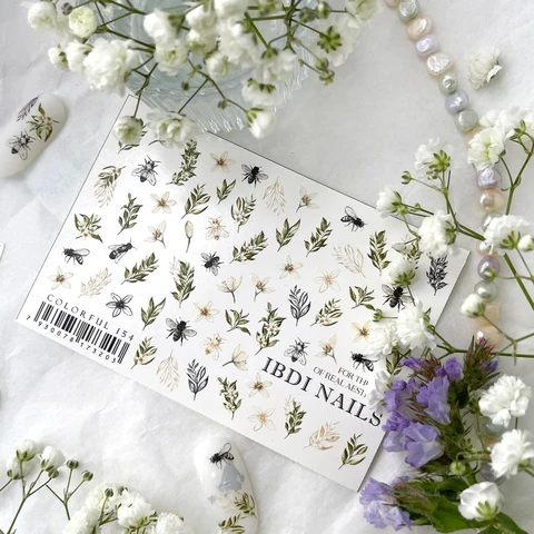 IBDI Leaf nail decals / sliders #Colorful 154