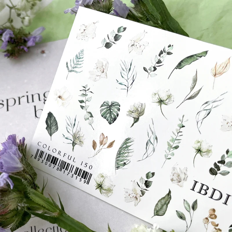 IBDI Palm ferns nail decals / sliders #Colorful 150
