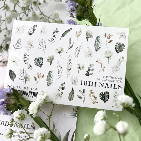 IBDI Palm ferns nail decals / sliders #Colorful 150