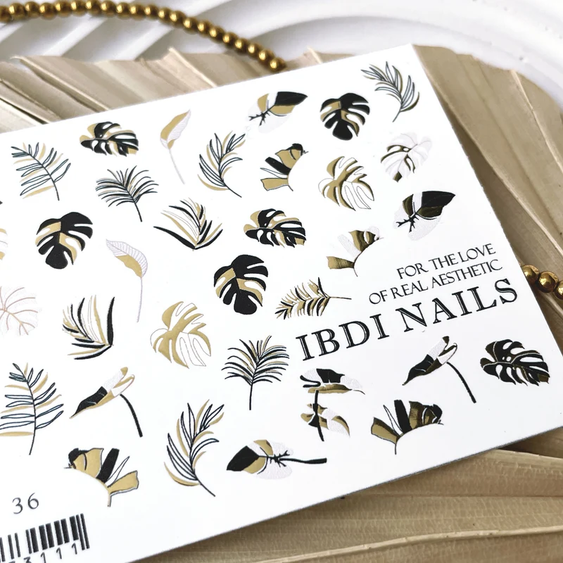 IBDI Palm ferns nail decals / sliders #Air foil 36