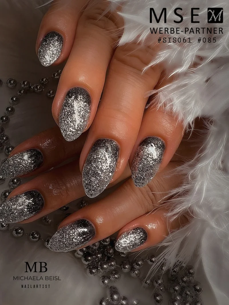#085 Premium-EFFEKT Color Gel 5ml Schwarz mit ausgeprägtem Silberglitter