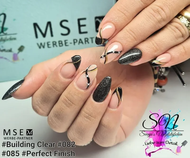 #085 Premium-EFFEKT Color Gel 5ml Schwarz mit ausgeprägtem Silberglitter