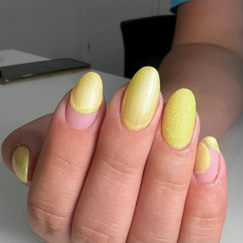 #032 Premium-EFFEKT Color Gel 5ml Gelb mit silbernem Perleffekt