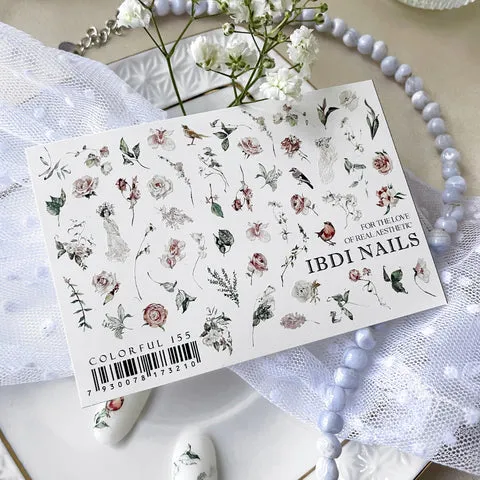 IBDI Flower nail decals / sliders #Colorful 155