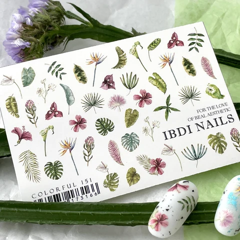 IBDI Flower nail decals / sliders #Colorful 151