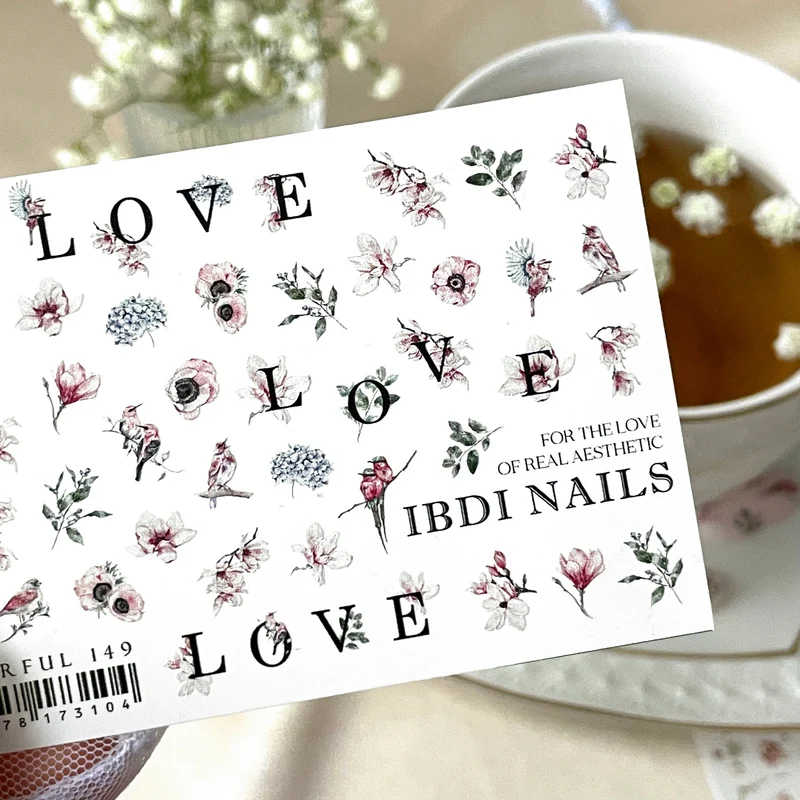 IBDI Flower & Love nail decals / sliders #Colorful 149