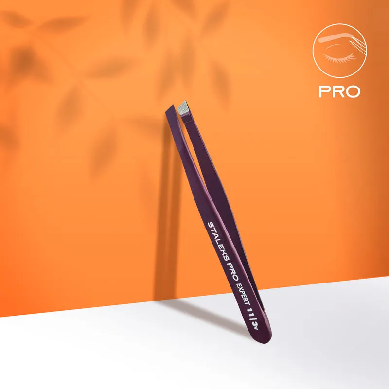 STALEKS PRO Expert 11 type 3 PURPLE lash and brow tweezers or manicure nail tool TE-11/3v
