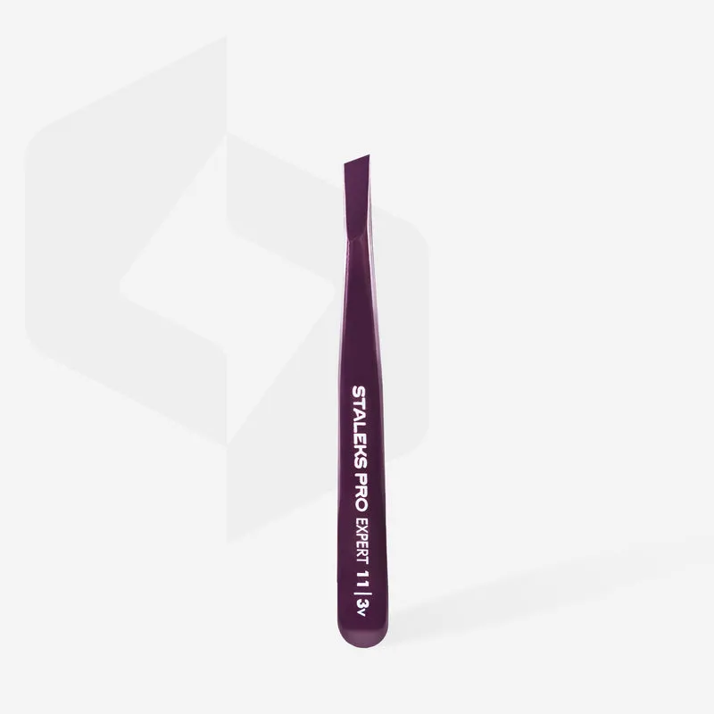 STALEKS PRO Expert 11 type 3 PURPLE lash and brow tweezers or manicure nail tool TE-11/3v