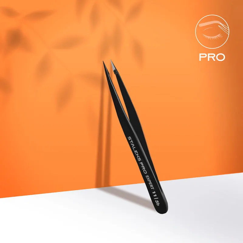 STALEKS PRO Expert 11 type 5 black lash and brow tweezers or manicure nail tools TE-11-5b