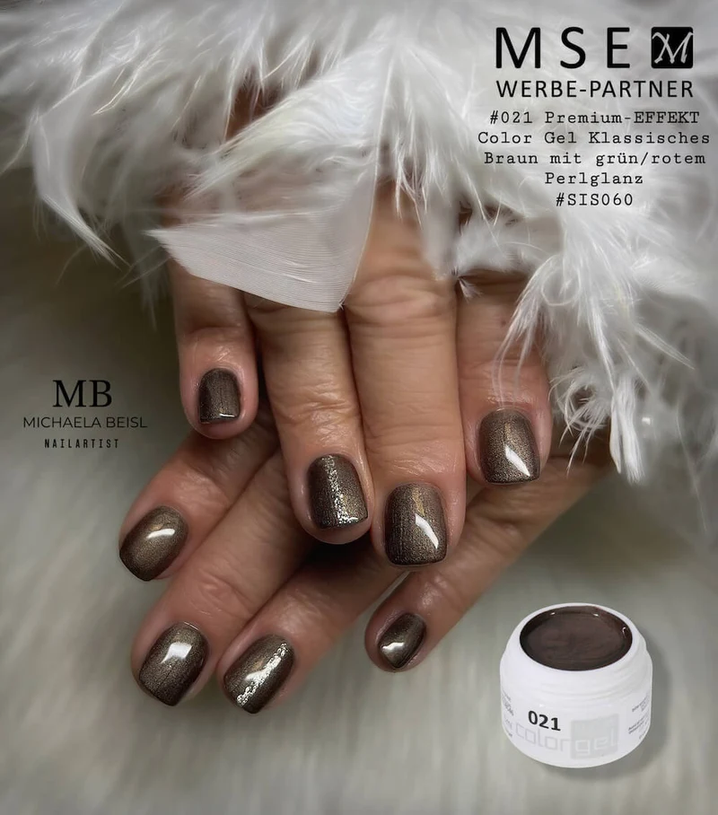 #021 Premium-EFFEKT Color Gel 5ml Klassisches Braun mit grün/rotem Perlglanz