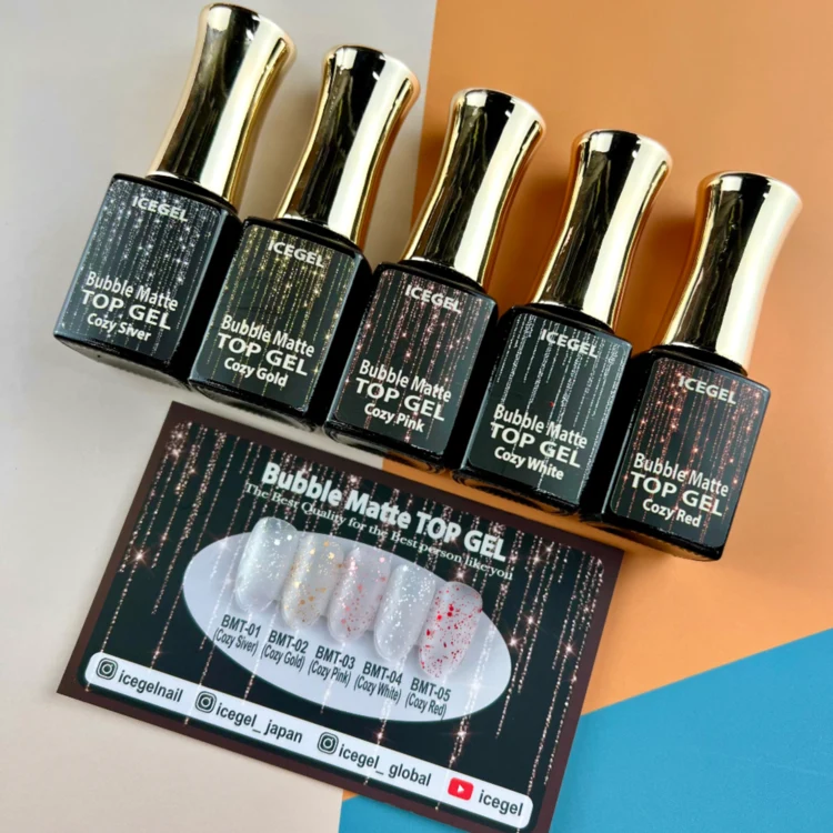 ICEGEL Bubble Matte top coat gel polish 01-05