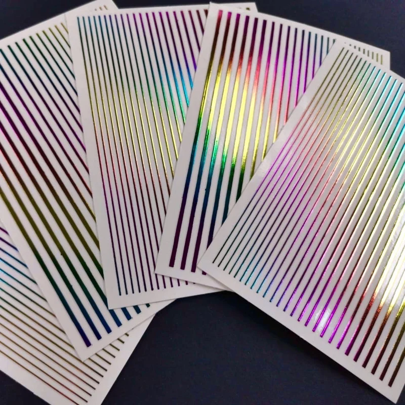 Rainbow foil lines for nail art
