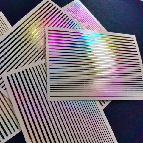 Rainbow foil lines for nail art
